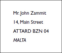 adres op Malta