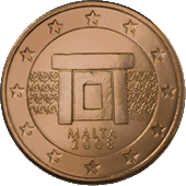 Een Maltese munt met een waarde van 5 eurocent