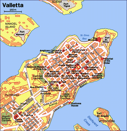 Plattegrond van Valletta